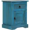 Image de Table De Chevet Bois De Manguier Massif 40x30x50 Cm Bleu Vidaxl