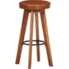 Image de vidaXL Tabouret de bar 2 pcs. Cuir véritable et bois massif d'acacia