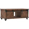 Image de Vidaxl   Table Basse Fixe En Bois De Sapin Massif 91x51x38 Cm   Style Vintage Avec Roulettes   Idéale Pour Salon Ou Salle De Séjour