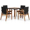 Image de Mobilier À Dîner De Jardin 5 Pcs Résine Tressée Noir Et Marron