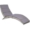 Image de Chaise Longue Pliable Avec Coussin Résine Tressée Gris Vidaxl