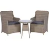 Image de Vidaxl   Ensemble De Bistro 3 Pcs   2 Fauteuils Et Table En Résine Tressée Marron   Coussins Amovibles Et Imperméables   Dimensions Table 50x60 Cm