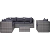 Image de vidaXL Ensemble de jardin 7 pièces avec coussins Poly Rattan Gris