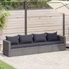 Image de vidaXL Ensemble de salon de jardin 4 pièces avec coussins Gris Poly rotin