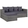 Image de vidaXL Ensemble salon de jardin 4 pièces avec coussins Poly rotin gris