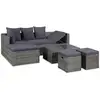 Image de Vidaxl - Salon De Jardin 4 Pcs Avec Coussins Résine Tressée Gris