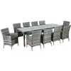 Image de Ensemble À Manger D'Extérieur 11pc Coussins Résine Tressée Gris Vidaxl