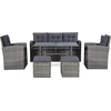 Image de vidaXL Ensemble de salon de jardin 6 pièces avec coussins Poly Rattan Gris