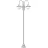Image de vidaXL Borne d'éclairage de jardin E27 220 cm aluminium 3-lanternes blanc