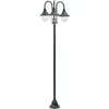 Image de Lampadaire De Jardin E27 220cm Aluminium 3 Lanternes Vert Foncé