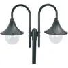 Image de vidaXL Borne d'éclairage de jardin E27 220 cm aluminium 2 lanternes vert foncé
