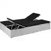 Image de vidaXL Chaise longue avec support Poly rotin noir