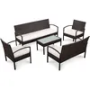 Image de Vidaxl - Salon De Jardin 5 Pcs Avec Coussins Résine Tressée Marron