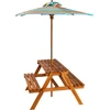 Image de vidaXL Table de pique-nique pour enfants avec parasol 79x90x60 cm bois d'acacia