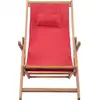 Image de vidaXL Chaise de plage pliante Tissu et bois massif rouge
