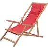 Image de Vidaxl - Chaise Pliable De Plage Tissu Et Cadre En Bois Rouge