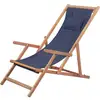 Image de Vidaxl - Chaise Pliable De Plage Tissu Et Cadre En Bois Bleu