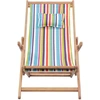 Image de vidaXL Chaise de plage pliante Tissu et bois massif Multicolore