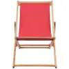 Image de vidaXL Chaise de plage pliante Tissu et bois massif rouge