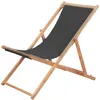 Image de Chaise Pliable De Plage Tissu Et Cadre En Bois Gris Vidaxl