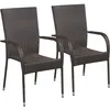 Image de Vidaxl - Chaises Empilables D'Extérieur Lot De 2 Résine Tressée Marron