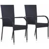 Image de Vidaxl - Chaises Empilables D'Extérieur 2 Pcs Résine Tressée Noir