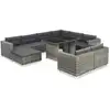 Image de Vidaxl Salon De Jardin 10 Pcs Avec Coussins Résine Tressée Gris