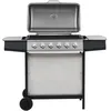 Image de Vidaxl   Barbecue Au Gaz 6 Zones De Cuisson   Acier Inoxydable   Puissance 12 Kw   Avec Thermomètre Intégré   Roulettes Pour Mobilité