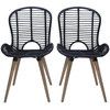 Image de vidaXL Chaise de salle à manger 2 pcs. noir naturel rotin