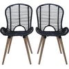 Image de vidaXL Chaise de salle à manger 4 pcs. noir naturel rotin