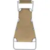Image de vidaXL Chaise longue pliable avec protection solaire acier taupe