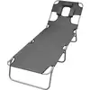 Image de Vidaxl - Chaise Longue Pliable Et Coussin De Tête Dossier Réglable Gris