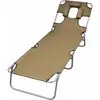 Image de Vidaxl - Chaise Longue Pliable Et Coussin De Tête Dossier Réglable Taupe