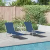 Image de vidaXL Bancs pliants 2 pcs. acier et tissu bleu