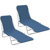 Image de Vidaxl - Chaises Longues Pliables Lot De 2 Acier Et Tissu Bleu