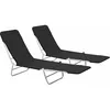 Image de Vidaxl - Chaises Longues Pliables 2 Pcs Acier Et Tissu Noir