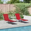Image de vidaXL Bancs pliants 2 pcs. acier et tissu rouge
