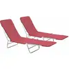 Image de Vidaxl - Réglez 2 Lits De Bain De Soleil Dans Un Cadre En Acier Et Un Tissu Couvrant Diverses Couleurs Couleur : Rouge