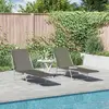 Image de vidaXL Bancs pliants 2 pcs. acier et tissu gris
