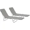 Image de Vidaxl - Chaises Longues Pliables 2 Pcs Acier Et Tissu Gris