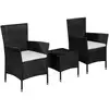 Image de Mobilier De Bistro 3 Pcs Résine Tressée Noir