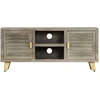 Image de vidaXL Armoire TV en bois massif de mangue gris avec laiton 110x30x48 cm