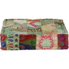 Image de Vidaxl   Pouf Carré En Coton Fait À La Main 50 X 50 X 12 Cm   Design Vintage Patchwork   Rembourré Avec Broderies Exotiques   Confort Optimal