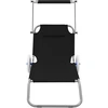 Image de vidaXL Chaise longue pliante avec protection solaire et roues Acier noir