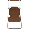 Image de vidaXL Chaise longue pliante avec protection solaire et roues acier taupe