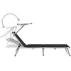 Image de vidaXL Chaise longue pliable avec protection solaire Alu et Textilène noir