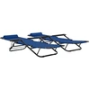 Image de vidaXL Bains de soleil pliants 2 pcs. avec repose-pieds bleu