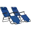 Image de Vidaxl - Chaises Longues Pliables 2 Pcs Avec Repose-pied Acier Bleu
