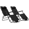 Image de Vidaxl - Chaises Longues Pliables 2 Pcs Avec Repose-pied Acier Noir