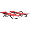 Image de vidaXL Bains de soleil pliants 2 pcs. avec repose-pieds rouge